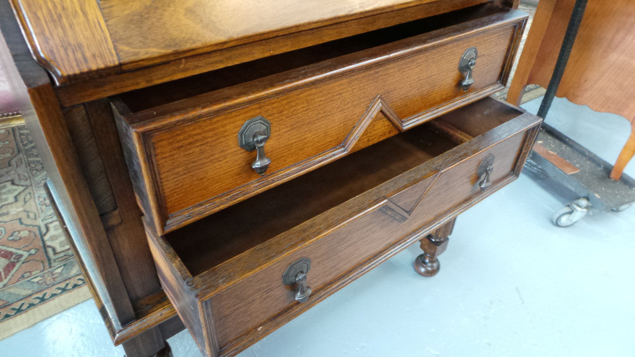 Oak Tudor Style Drop-down Bureau