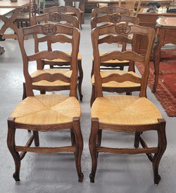 Set of 6 Louis XV Style French Oak Rush Seated Dining Chairs | Antique & Vintage | Moonee Ponds Antiques | Australia Wide Delivery