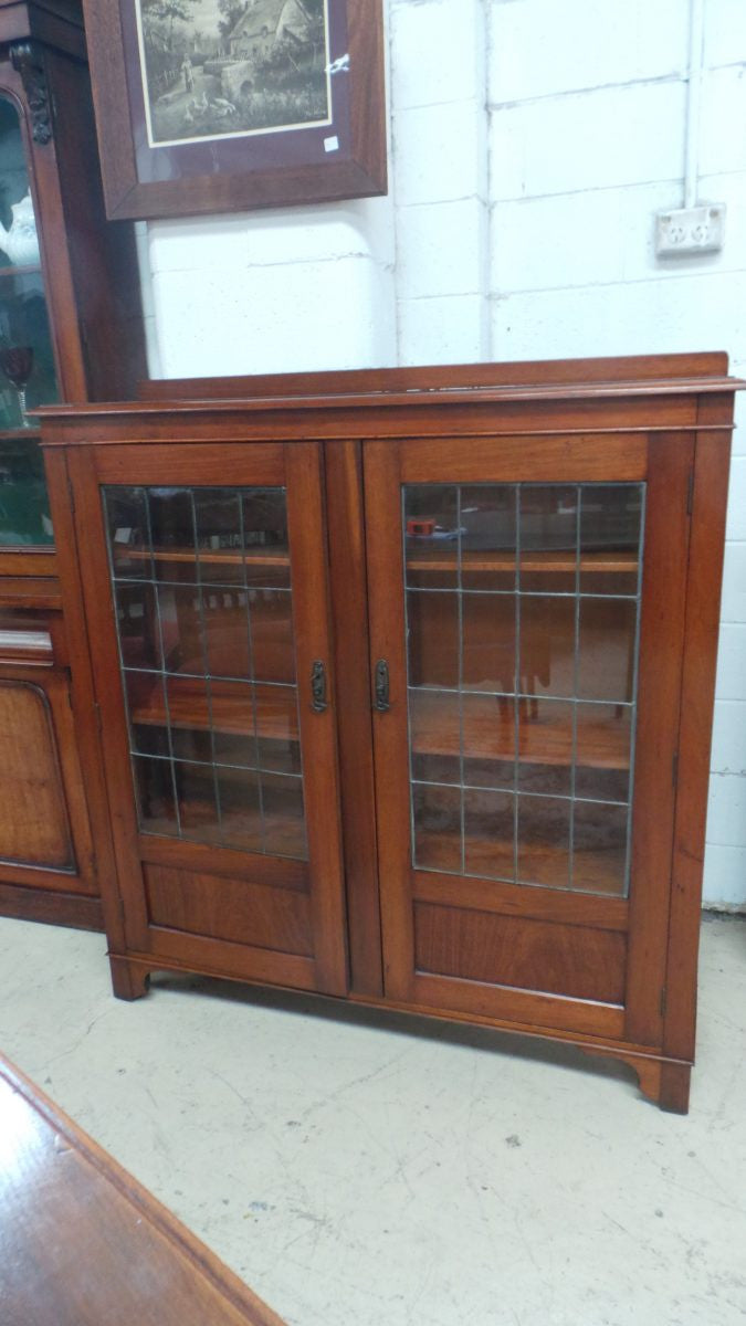 Australian Black wood Leadlight Cabinet | Antique & Vintage | Moonee Ponds Antiques | Australia Wide Delivery