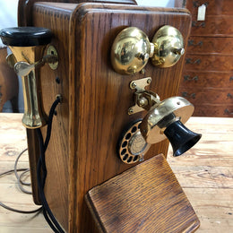 Fabulous Vintage Oak Wall Phone