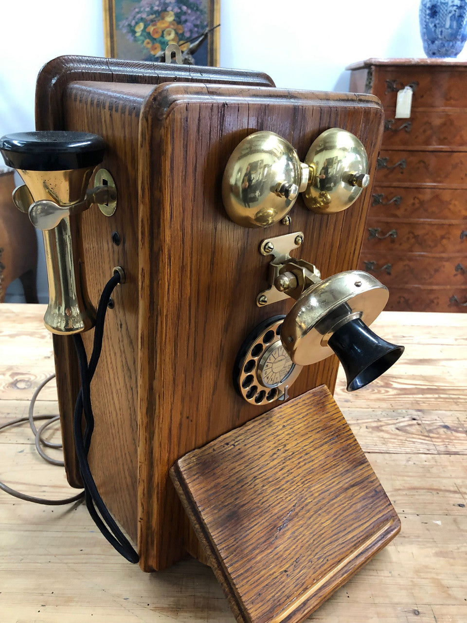 Fabulous Vintage Oak Wall Phone