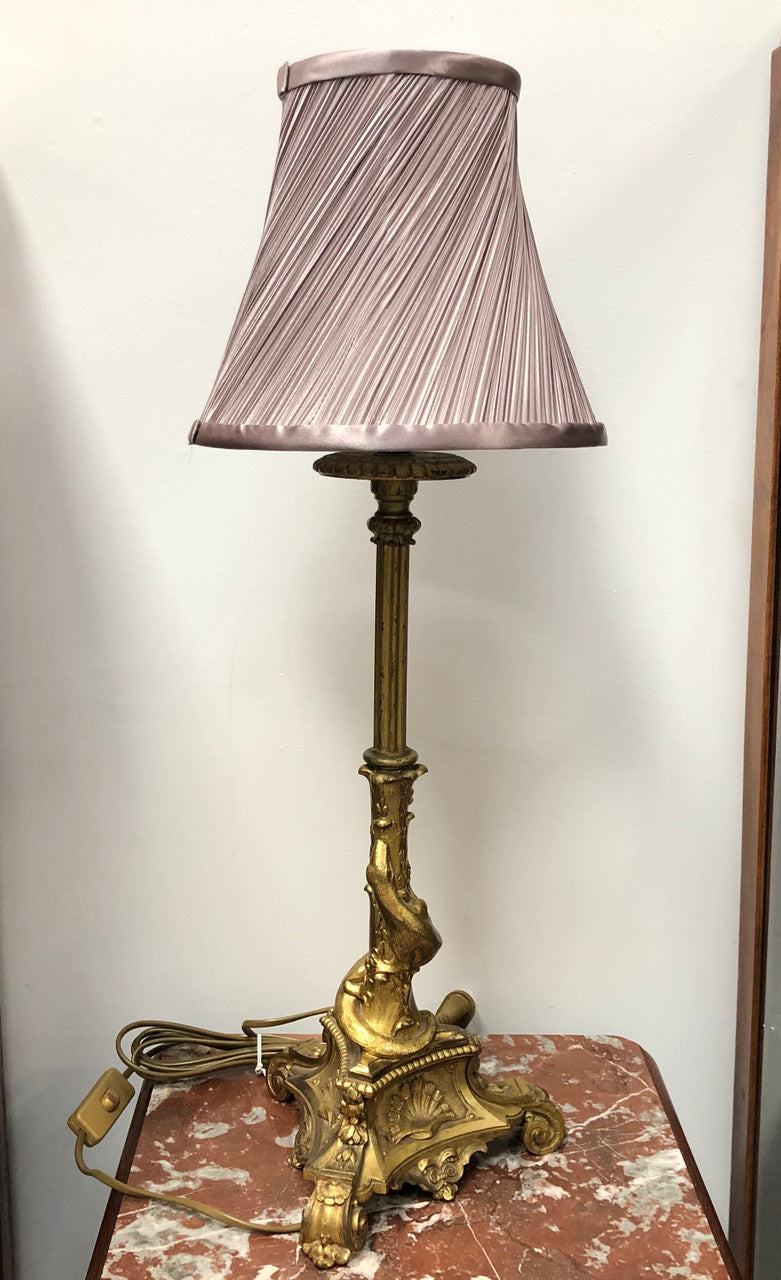 Antique French Ormolu Belle Epoque Lamp Depicting A Lizard