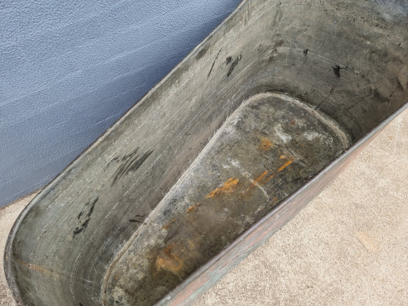 Rare French 19th Century copper and galvanized interior bath tub. In good original condition. Circa: 1850's . Fabulous for inside or outside in the garden.