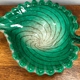 Vintage Murano Cased Glass Bowl In Emerald Green