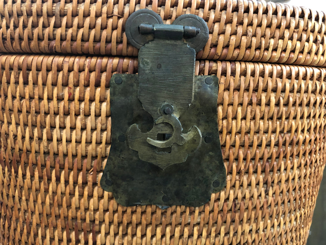 Beautiful Antique Cane Basket With Metal Handles & Latch | Antique & Vintage | Moonee Ponds Antiques | Australia Wide Delivery