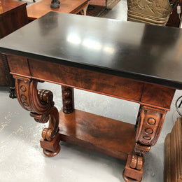 Antique French Flame Mahogany Console Table