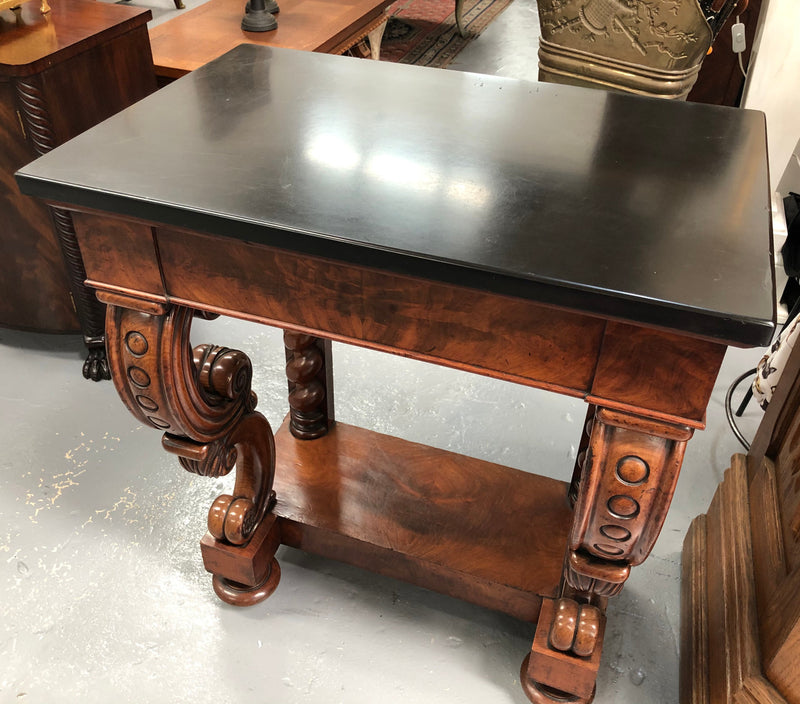 Antique French Flame Mahogany Console Table