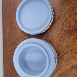 Wedgwood blue jasper trinket box. In good original condition with no chips or cracks.