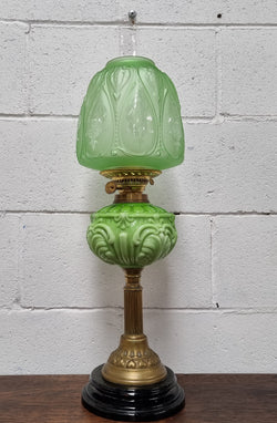 Beautiful Victorian Green Banquet Lamp | Antique & Vintage | Moonee Ponds Antiques | Australia Wide Delivery