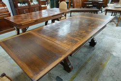 Large Parquetry Spanish Style French Oak Extension Table | Antique & Vintage | Moonee Ponds Antiques | Australia Wide Delivery