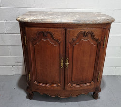 Rare 19th Century French Oak & Marble Top Oval Cabinet | Antique & Vintage | Moonee Ponds Antiques | Australia Wide Delivery