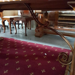 French Oak Iron Base Dining Table (original unrestored condition)