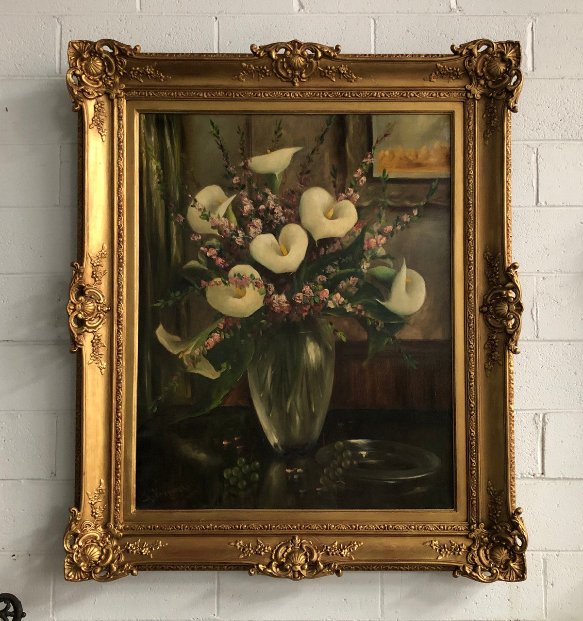 Beautiful Ornate Gilt Framed Signed French Oil On Canvas "Lillies In Vase" | Antique & Vintage | Moonee Ponds Antiques | Australia Wide Delivery