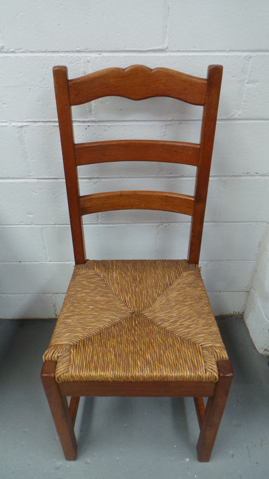 Lovely Set Of 8 French Oak Dining Chairs