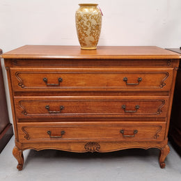 Vintage French Louis XV Style Three Drawer Chest