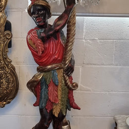 19th Century Italian Wooden Blackamoor lamp sourced in France. Made from carved wood painted & gilded. It has been fully rewired to Australian standards.