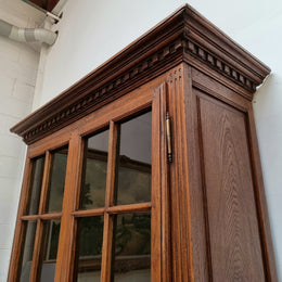 Beautiful 19th Century French Oak four door bookcase with 3 adjustable shelves and 1 fixed shelf in good detailed original condition.