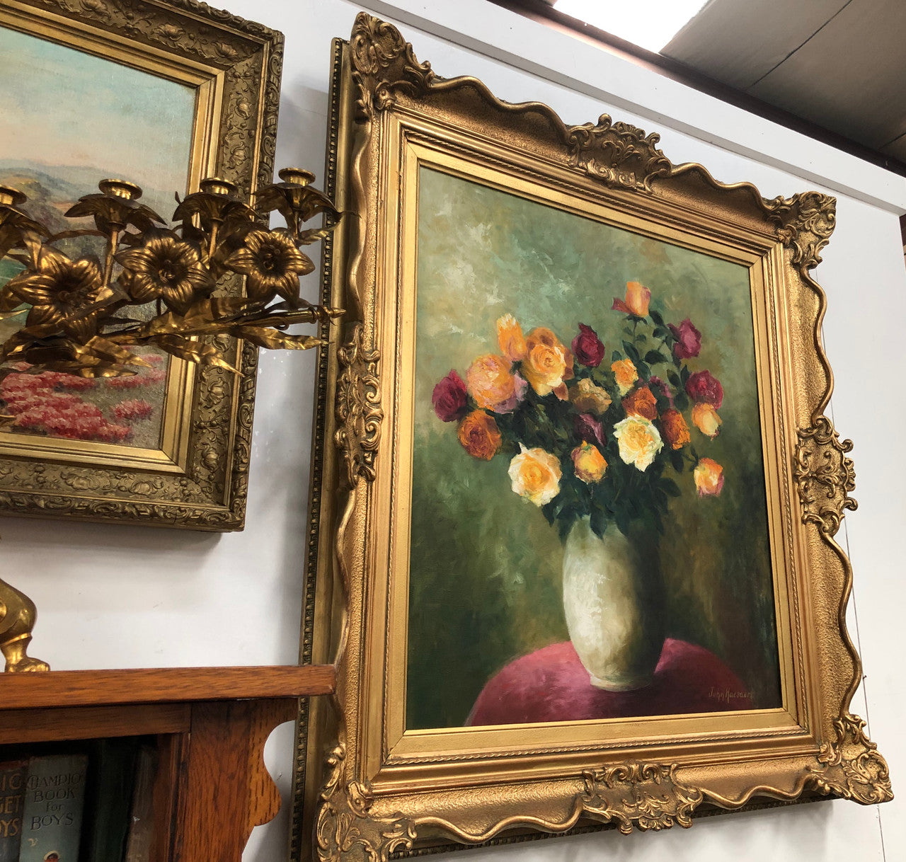 Vintage French-Belgium Signed Oil On Canvas "Floral Study" | Antique & Vintage | Moonee Ponds Antiques | Australia Wide Delivery