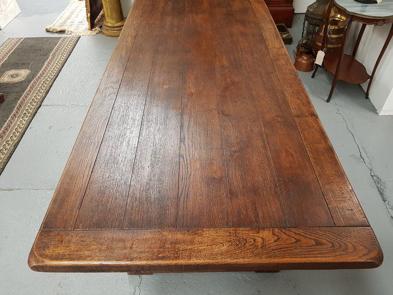 19th Century French Oak pedestal farmhouse table. In very good original detailed condition. Circa 1860's.