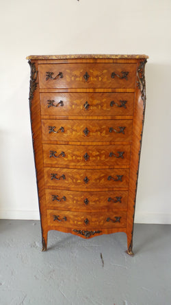 French Louis XV Style Seven Drawer Kingwood Semainier | Antique & Vintage | Moonee Ponds Antiques | Australia Wide Delivery