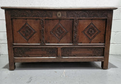 Early 19th Century Carved French Dark Oak Coffer | Antique & Vintage | Moonee Ponds Antiques | Australia Wide Delivery