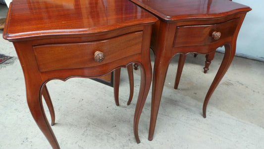 Pair of French Style Mahogany Bedside Cabinets