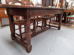 Striking Reclaimed Timber Rustic Oak Farmhouse Table | Antique & Vintage | Moonee Ponds Antiques | Australia Wide Delivery