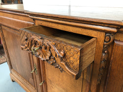 19th Century French Oak Two Drawer Buffet With Beautiful Carvings | Antique & Vintage | Moonee Ponds Antiques | Australia Wide Delivery