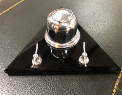 Triangular Art Deco Chrome & Glass Ink Well | Antique & Vintage | Moonee Ponds Antiques | Australia Wide Delivery