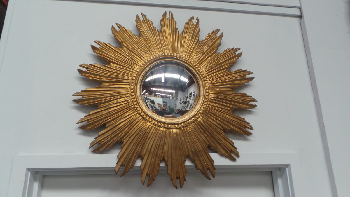 Fabulous Vintage Gold Painted Starburst Mirror