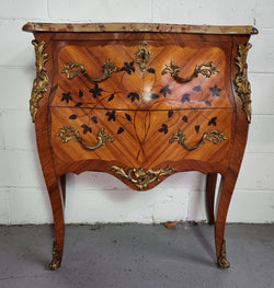 French Louis XV Style 2 Drawer Commode With Ormolu Trim & Marble Top | Antique & Vintage | Moonee Ponds Antiques | Australia Wide Delivery