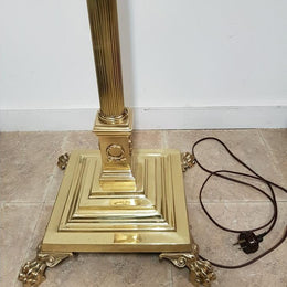 Edwardian Brass and Cast Iron Standard Lamp with Shade