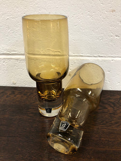 Pair Of Retro Made In Sweden Amber Glass Vases | Antique & Vintage | Moonee Ponds Antiques | Australia Wide Delivery