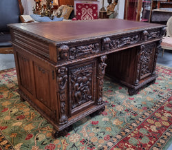 French Oak Early 19th Century Carved Pedestal Desk | Antique & Vintage | Moonee Ponds Antiques | Australia Wide Delivery