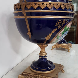 French Three-piece Sevres Style Porcelain Vase