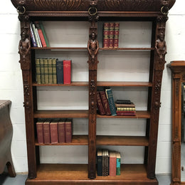 Antique 19th Century French Beautifully Carved Open Bookcase