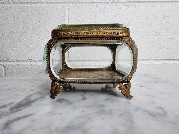 Antique French beveled glass vitrine casket "large size". In good original condition, please view photos as they help form part of the description.