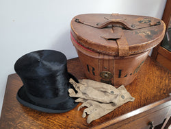 Black Silk Top Hat Manufactured by The Buzolich Family, Melbourne Between 1910 – 1927 (Now City Hatters Flinders Street) | Antique & Vintage | Moonee Ponds Antiques | Australia Wide Delivery