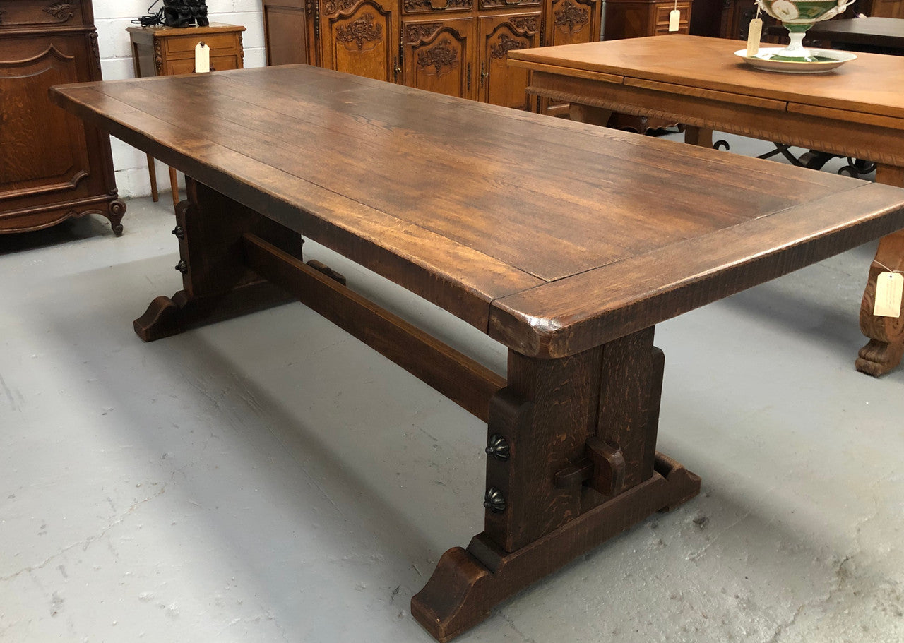 French Oak Stretcher Base Farmhouse Dining Table | Antique & Vintage | Moonee Ponds Antiques | Australia Wide Delivery
