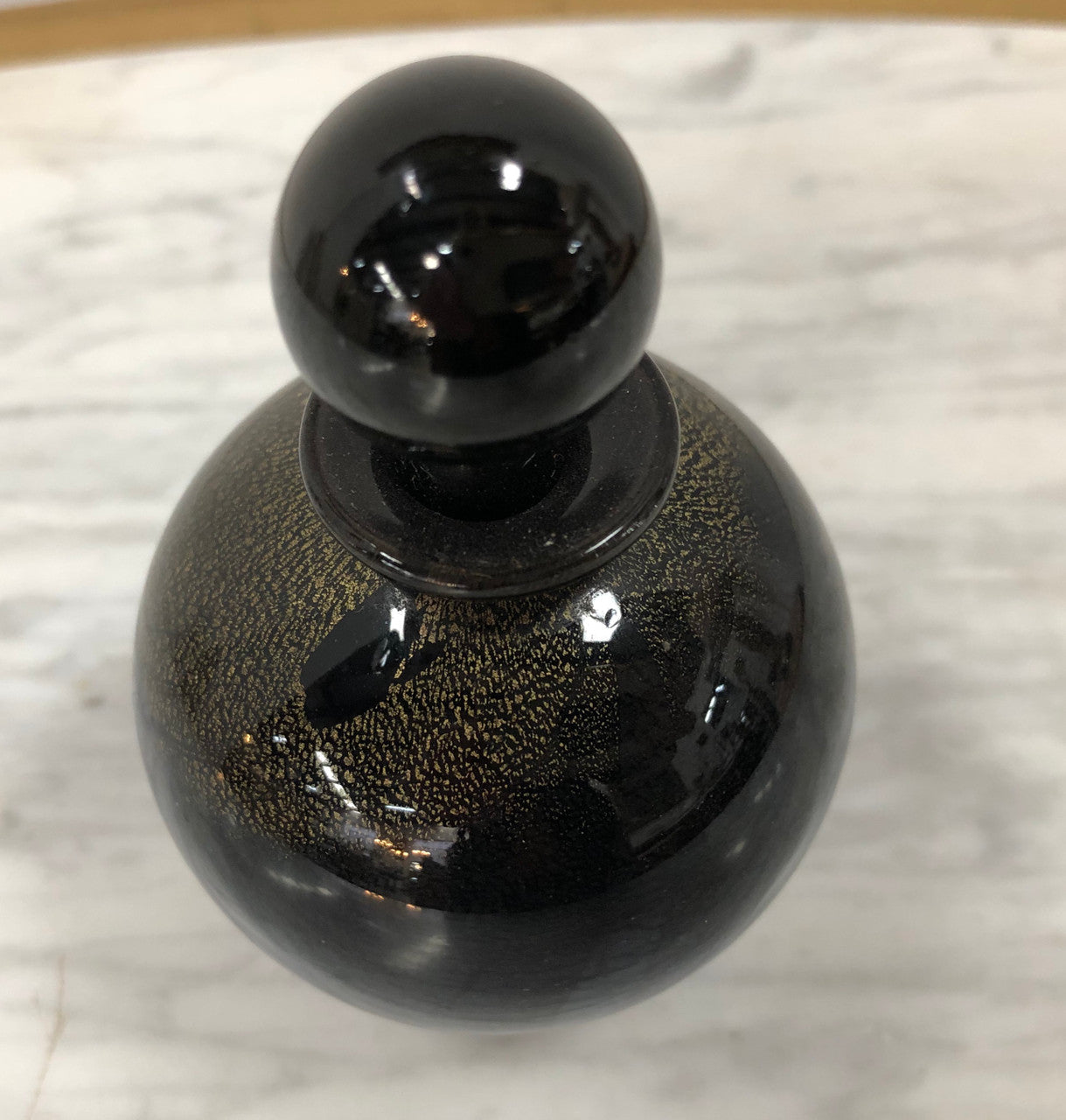 Nick Wirdnam Round Black & Gold Art Glass Scent Bottle