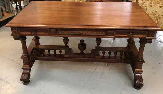 19th Century French Walnut Henry II Style Desk