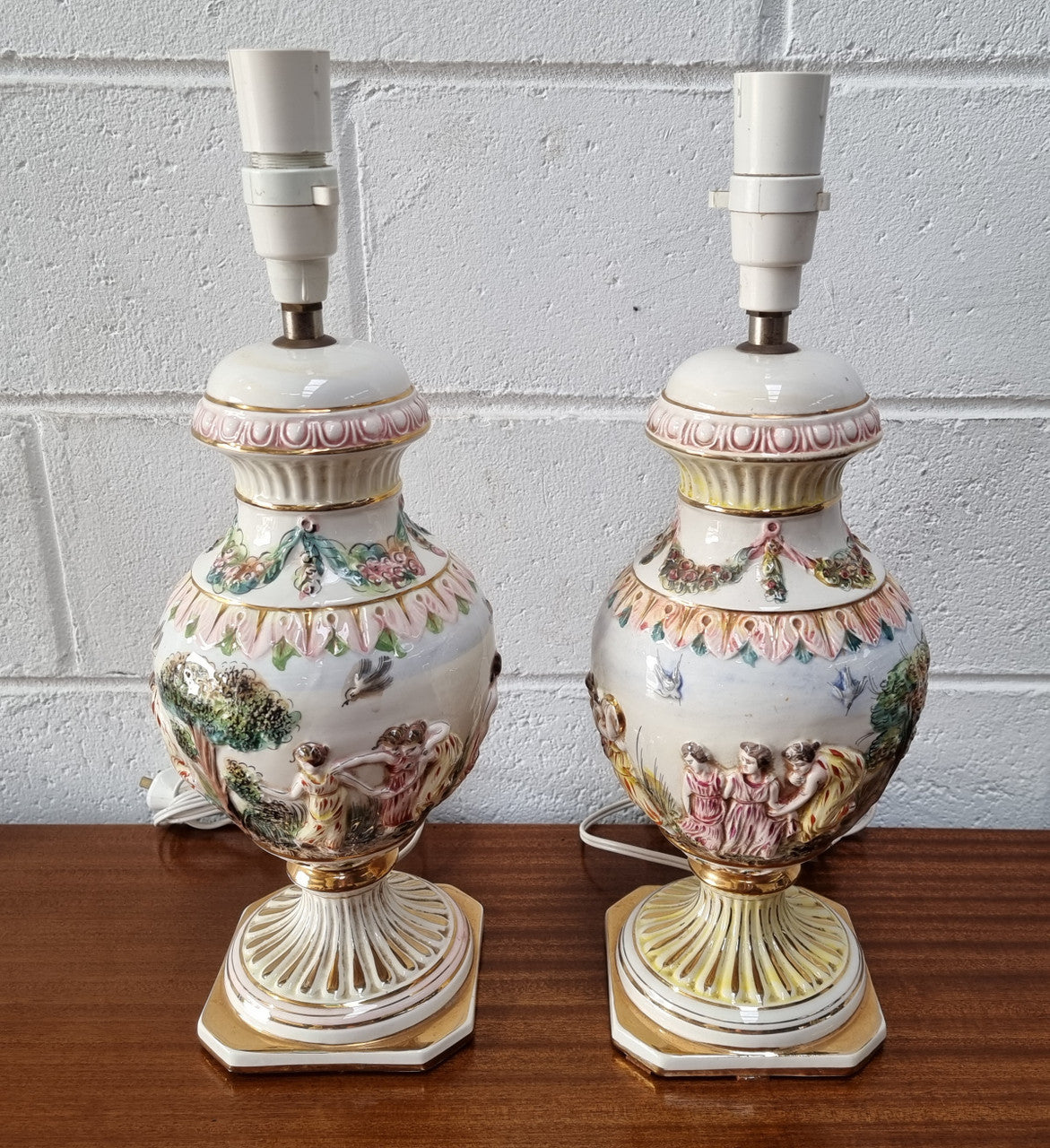 Pair of Hand Painted Capodimonte Vintage Table Lamps | Antique & Vintage | Moonee Ponds Antiques | Australia Wide Delivery