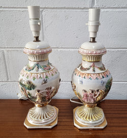 Pair of Hand Painted Capodimonte Vintage Table Lamps | Antique & Vintage | Moonee Ponds Antiques | Australia Wide Delivery
