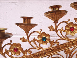 Pair Of Highly Decorative French Gilt Brass & Jeweled Candelabras | Antique & Vintage | Moonee Ponds Antiques | Australia Wide Delivery