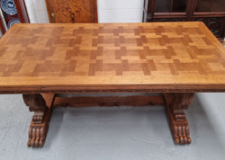 French Oak Renaissance Style Parquetry Top Extension Table | Antique & Vintage | Moonee Ponds Antiques | Australia Wide Delivery