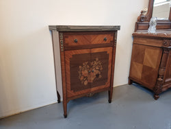 Louis 16th Style Marquetry Inlaid Marble Top Side Cabinet | Antique & Vintage | Moonee Ponds Antiques | Australia Wide Delivery