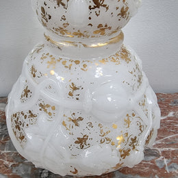 French 19th Century Milk Glass Embossed Vase