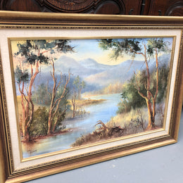 Lovely framed oil on board of "Australian bush scene" in good original condition.