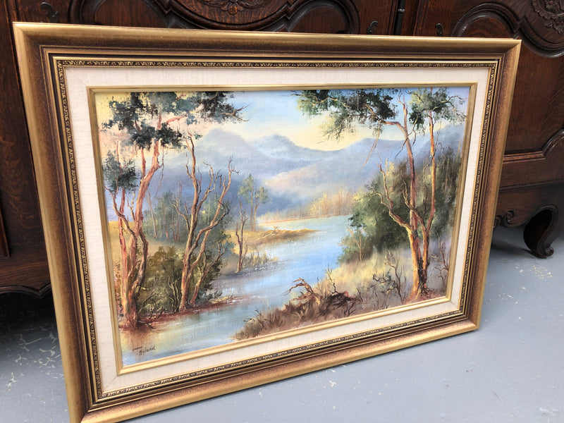 Lovely framed oil on board of "Australian bush scene" in good original condition.