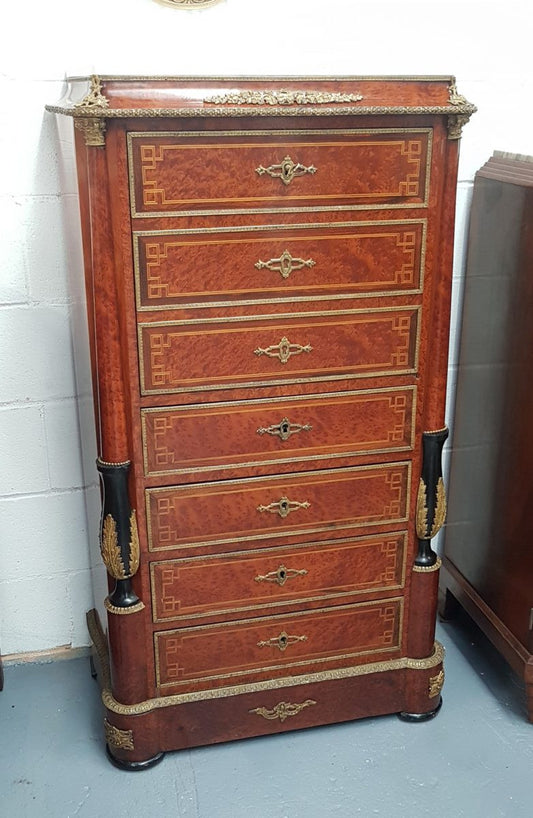 French 19th Century Inlaid Amboyna Abattant